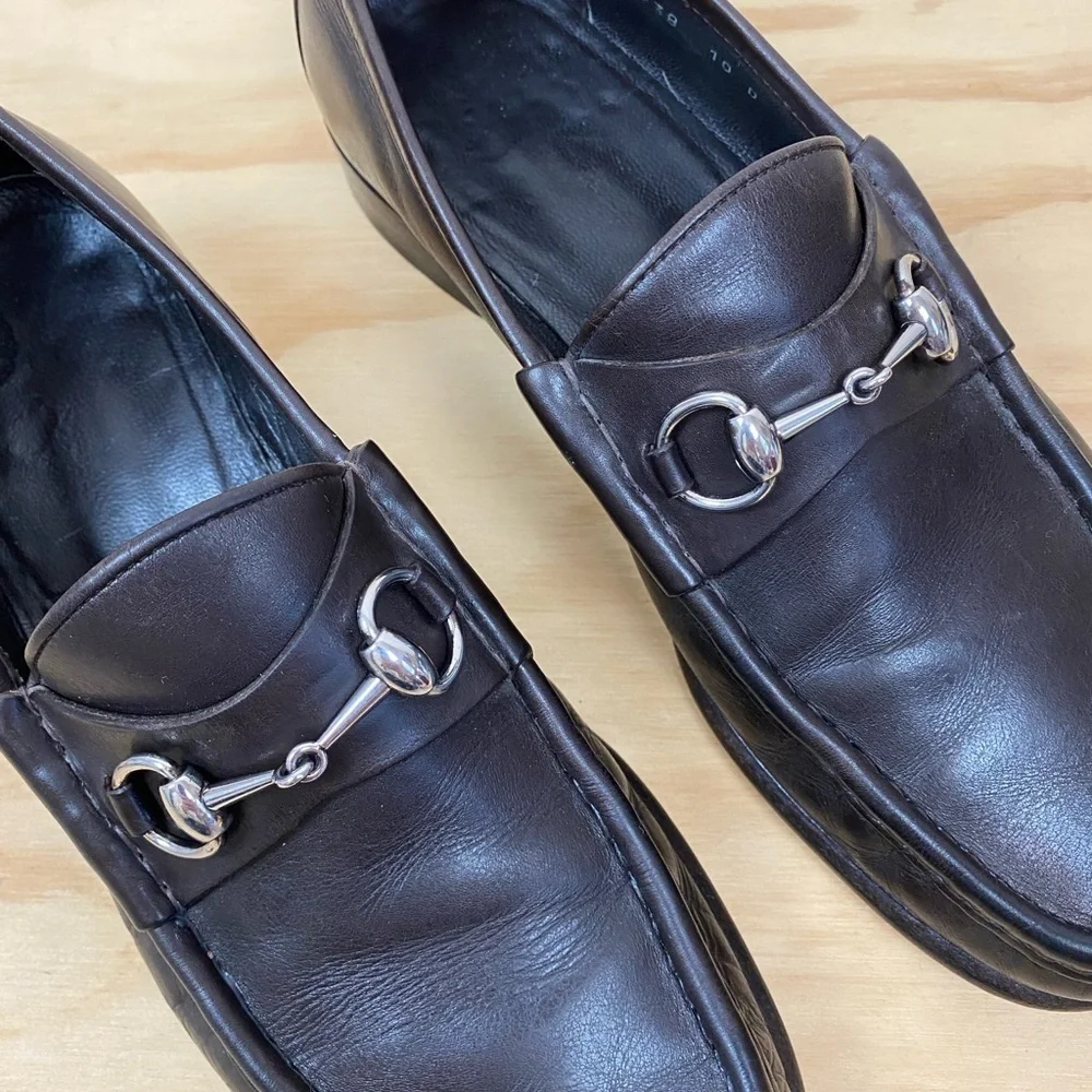 Gucci Brown Leather Horsebit Loafers